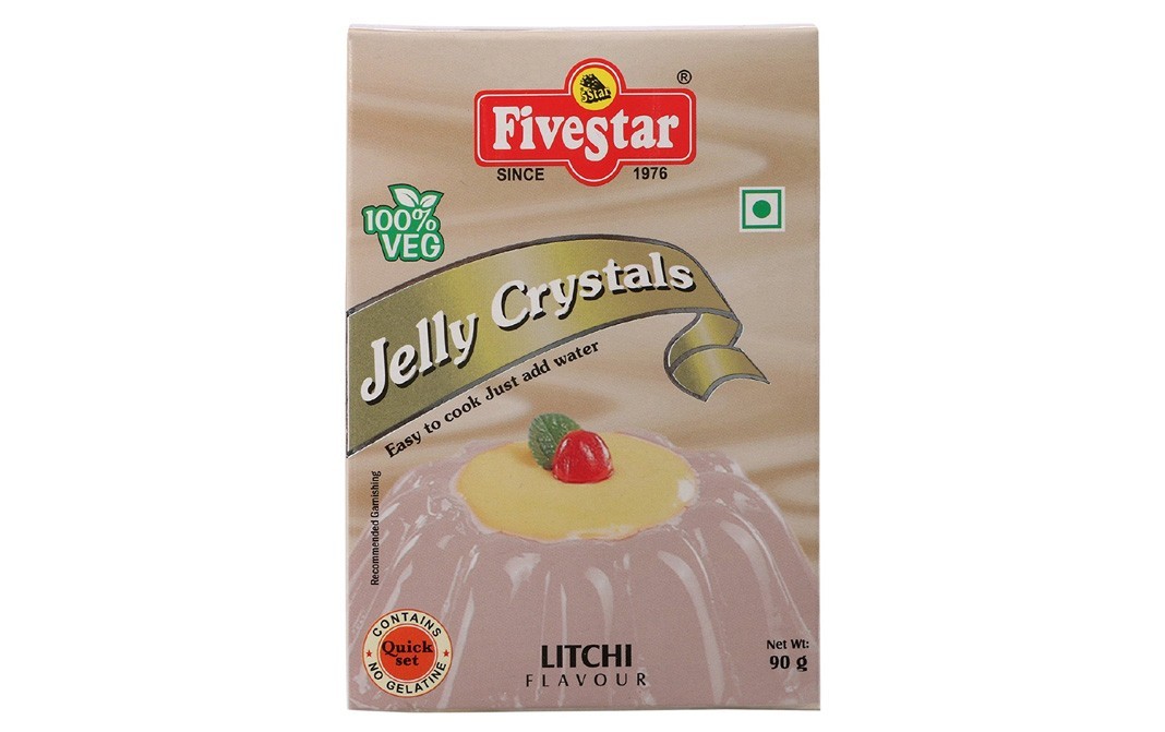Five Star Jelly Crystals, Litchi Flavour   Box  90 grams